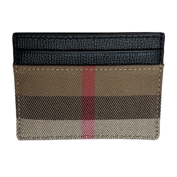 Burberry Vintage Check Archive Beige/Black Leather Card Case 80731411 NWOT $260 - Picture 1 of 10
